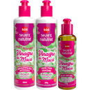 Kit 1 Vinagre de Maçã - Creme de Pentear + Manutenção Intensiva + Óleo em Gel Natutrat S.O.S