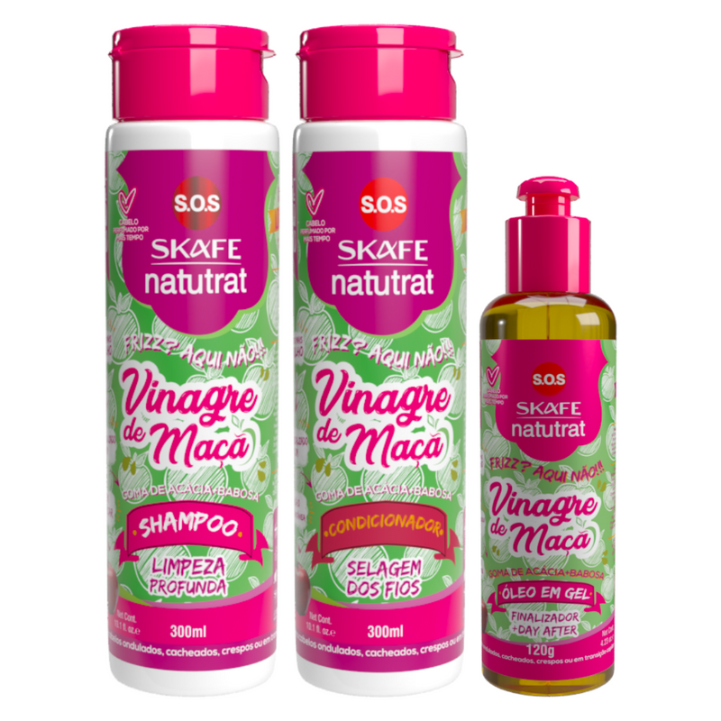 Kit 2 Vinagre de Maçã - Shampoo + Condicionador + Óleo em Gel Natutrat S.O.S Vinagre de Maçã