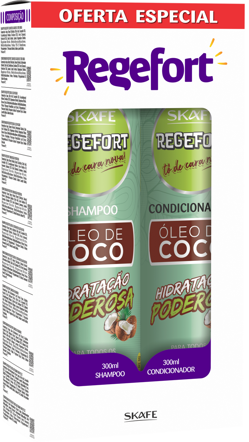 CX C/ 6 UNIT - Conjunto Regefort Hidratação Poderosa Óleo de Coco 600ml